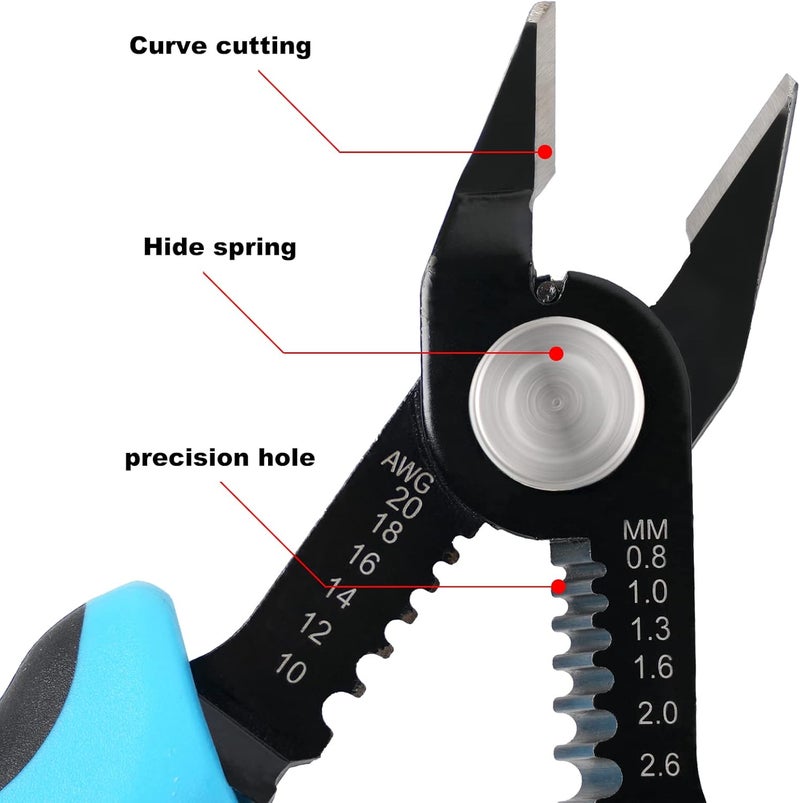 WGGE Wire Cutters Precision Flush Pliers with Supplementary Stripping, Cutting Pliers, Handy and Slim Diagonal Cutters, Ultra Sharp Wire Cutter, 10-20AWG wire stripper (6 inch) - Image 2